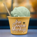 Close-up of Eco Ice Cream Cup Mockup in Front View