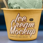 Close-up of Eco Ice Cream Cup Mockup in Front View