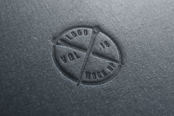 Close-Up of the Linen Debossed Logo Mockup