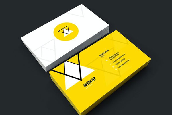 Close-up Perspective View Two Stacks of Business Cards Mockup