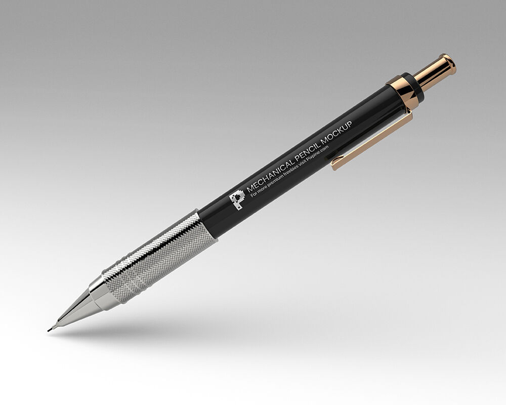 Close-up Shiny Steel Mechanical Pencil Mockup