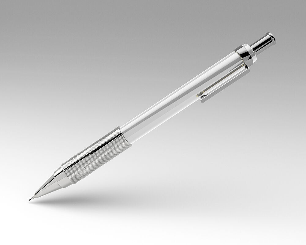 Close-up Shiny Steel Mechanical Pencil Mockup