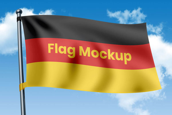 Close-up Shot Country Flag Waving in the Wind Mockup