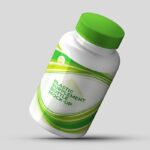 Close-up Shot Floating Plastic Supplement Bottle Mockup