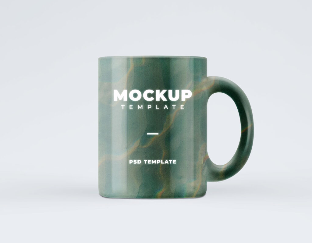 Close-up Shot Front View Coffee Mug on Floor Mockup