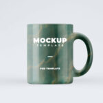 Close-up Shot Front View Coffee Mug on Floor Mockup