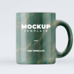 Close-up Shot Front View Coffee Mug on Floor Mockup