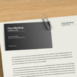 Close-up Shot of Letterhead Mockup with Business Card