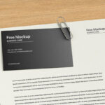 Close-up Shot of Letterhead Mockup with Business Card