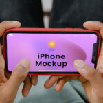 Close-up Sight of Horizontal iPhone Screen Mockup