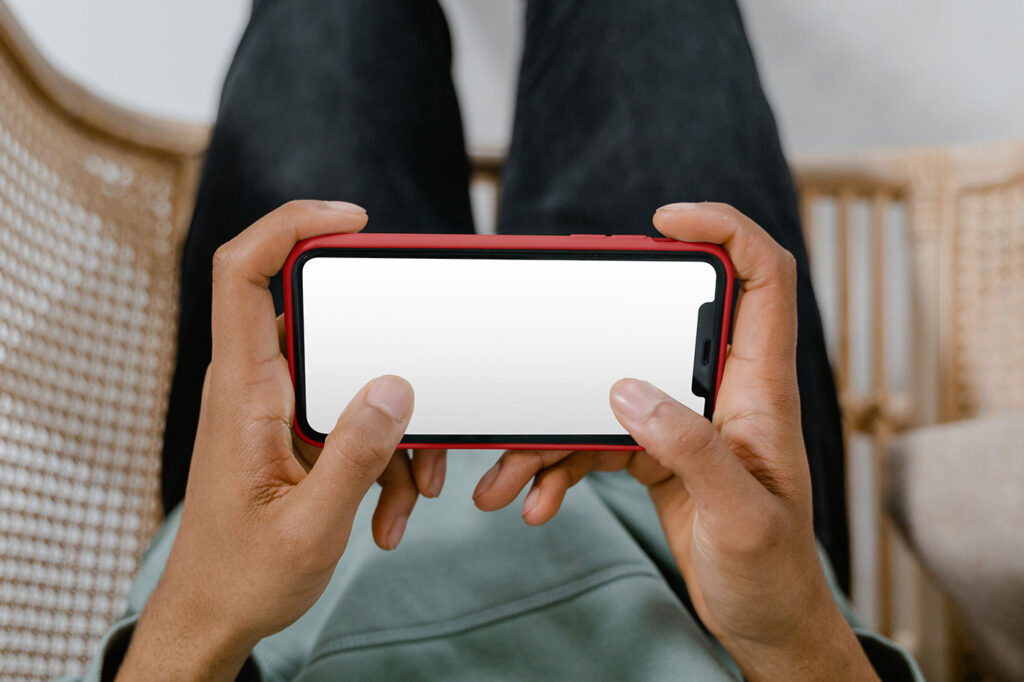 Close-up Sight of Horizontal iPhone Screen Mockup