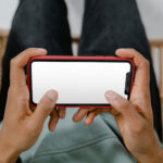 Close-up Sight of Horizontal iPhone Screen Mockup