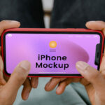 Close-up Sight of Horizontal iPhone Screen Mockup