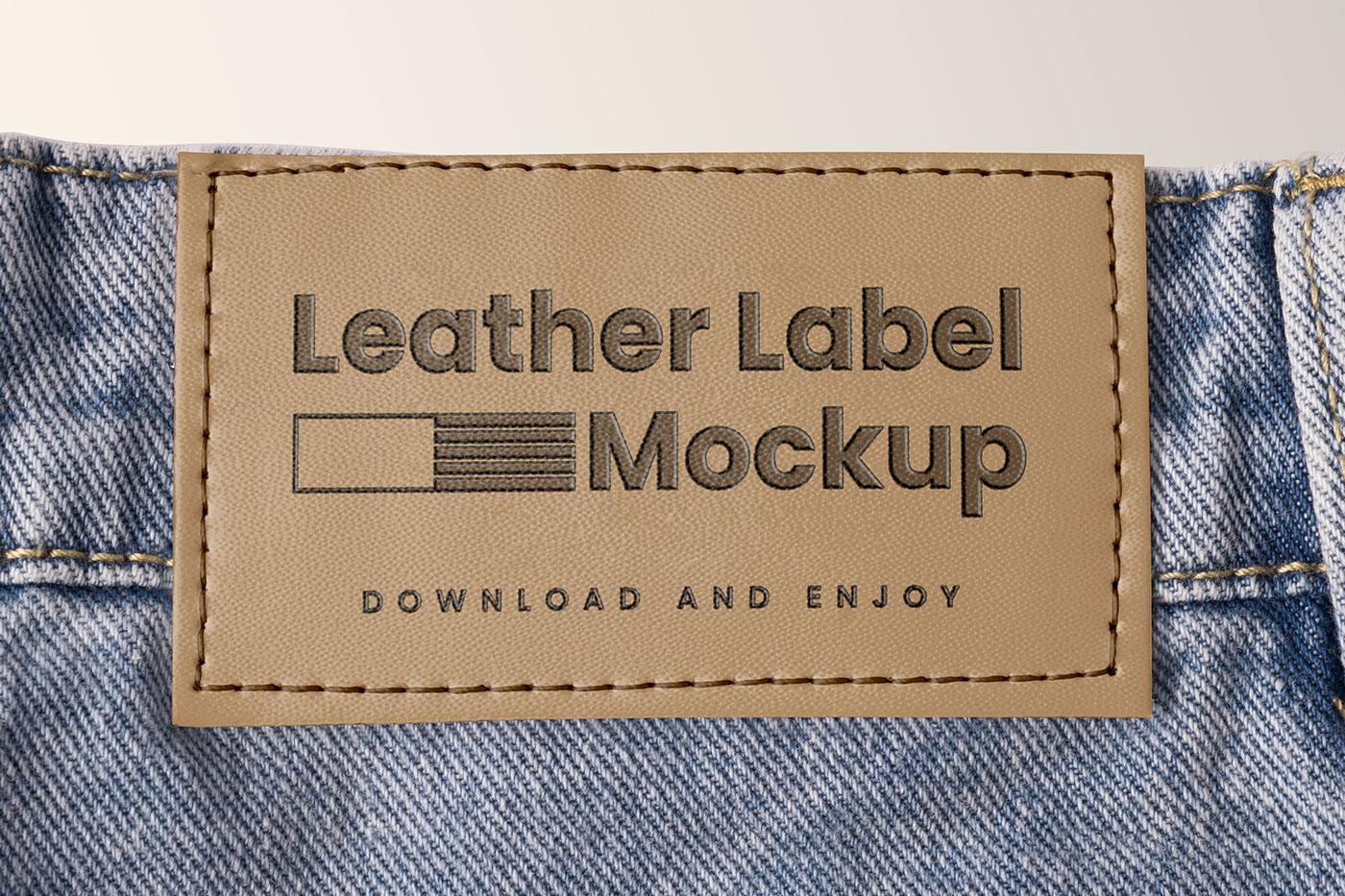 Free Close-up Sight of Jeans Mockup with Label PSD Template