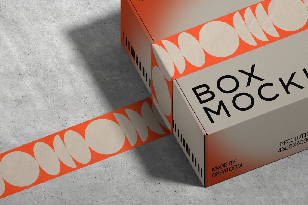 Close-up Sight of Packaging Box Tape Mockup