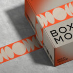 Close-up Sight of Packaging Box Tape Mockup