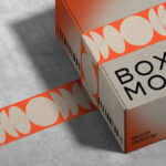 Close-up Sight of Packaging Box Tape Mockup