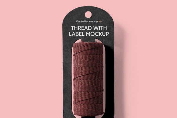 Close-up Sight of Thread Mockup with Label