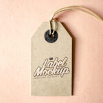 Close-up View of Eco Paper Tag Mockup
