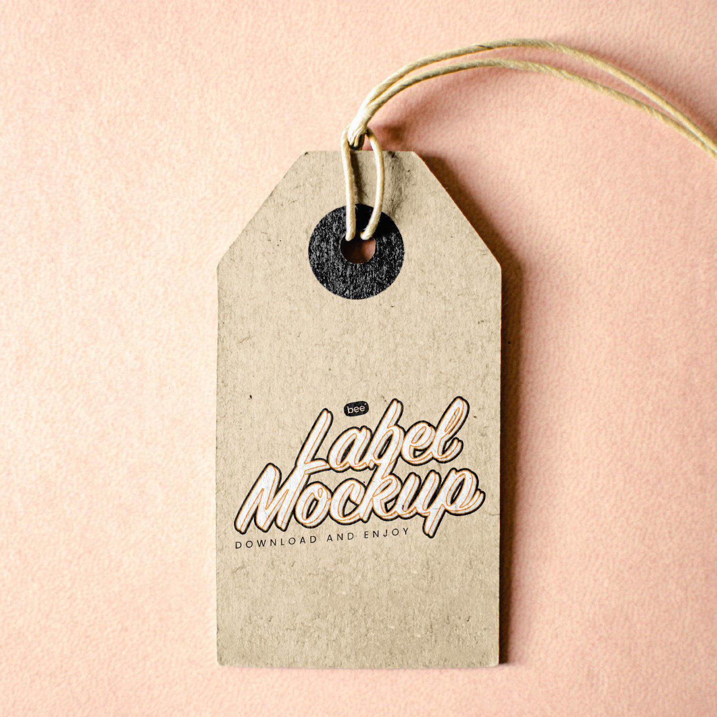 Close-up View of Eco Paper Tag Mockup FREE PSD