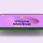 Close-up View of Levitating Horizontal iPhone Mockup