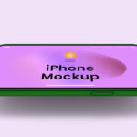 Close-up View of Levitating Horizontal iPhone Mockup