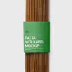 Close-up View of Pasta with Label Mockup