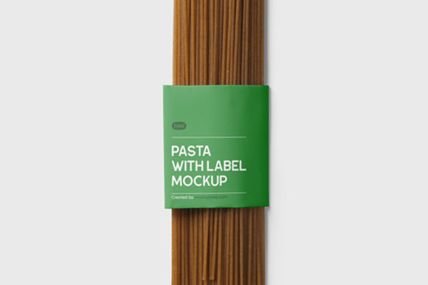 Close-up View of Pasta with Label Mockup