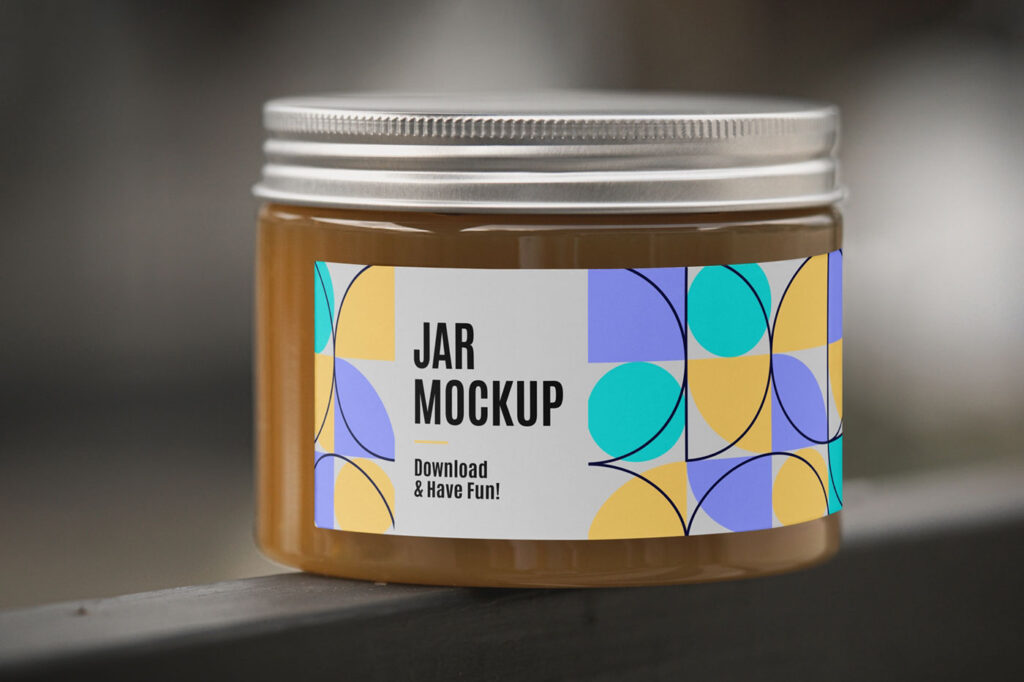 Close-up View of Rounded Glass Jar Mockup