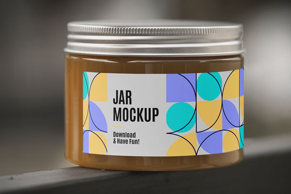 Close-up View of Rounded Glass Jar Mockup