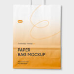 Close-up View of Shopping Paper Bag Mockup