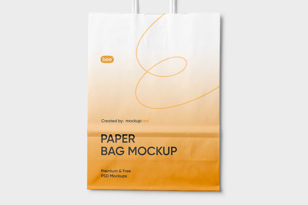 Close-up View of Shopping Paper Bag Mockup