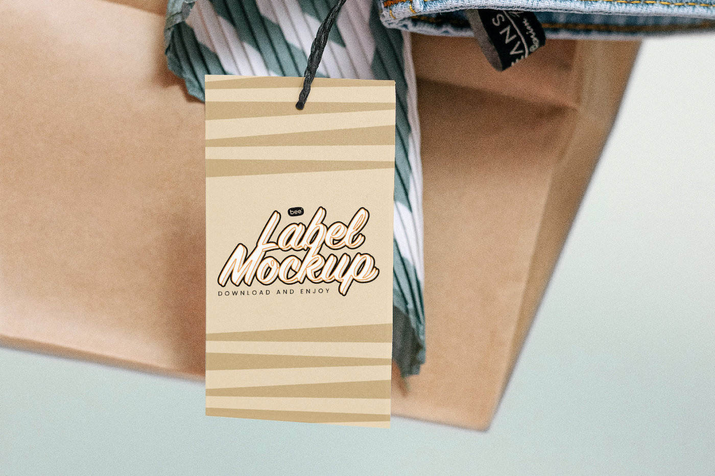 Close-up View of Shopping Tag Mockup FREE PSD