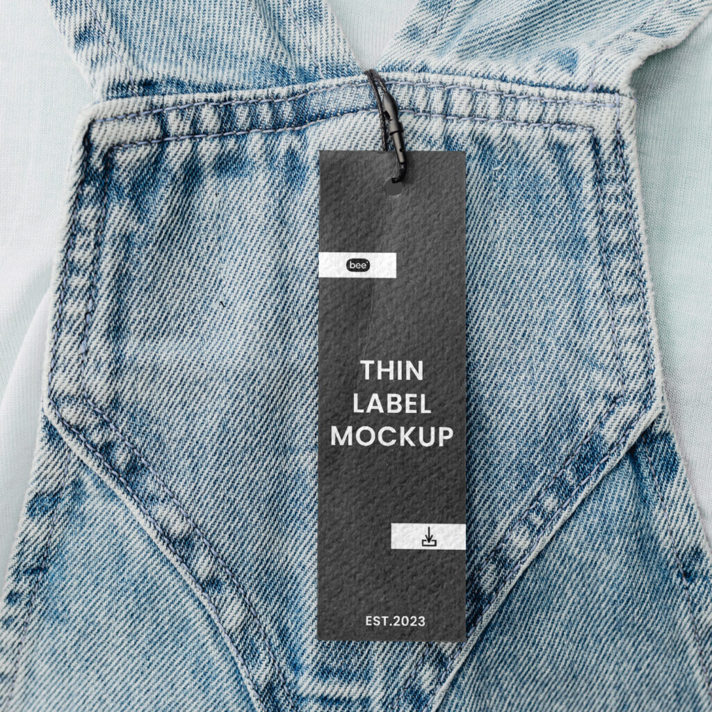 Close-up View of Thin Label Mockup with Jeans