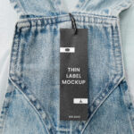 Close-up View of Thin Label Mockup with Jeans