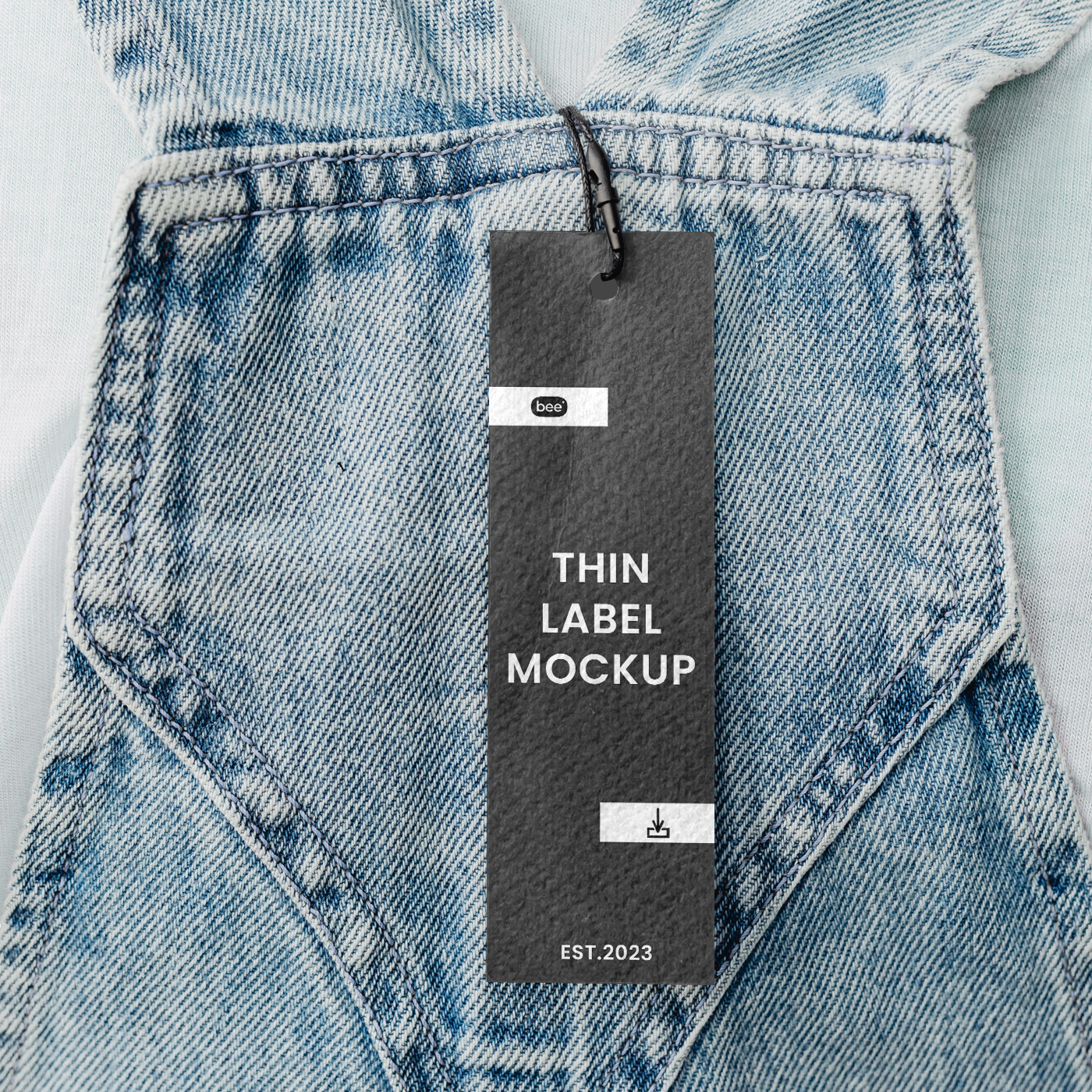 Close-up View of Thin Label Mockup with Jeans FREE PSD