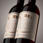 Close-Up View of Wine Bottle Label Mockup
