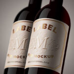 Close-Up View of Wine Bottle Label Mockup