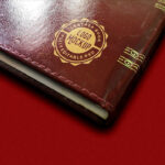Close-Up Vintage Leather Book Logo Mockup