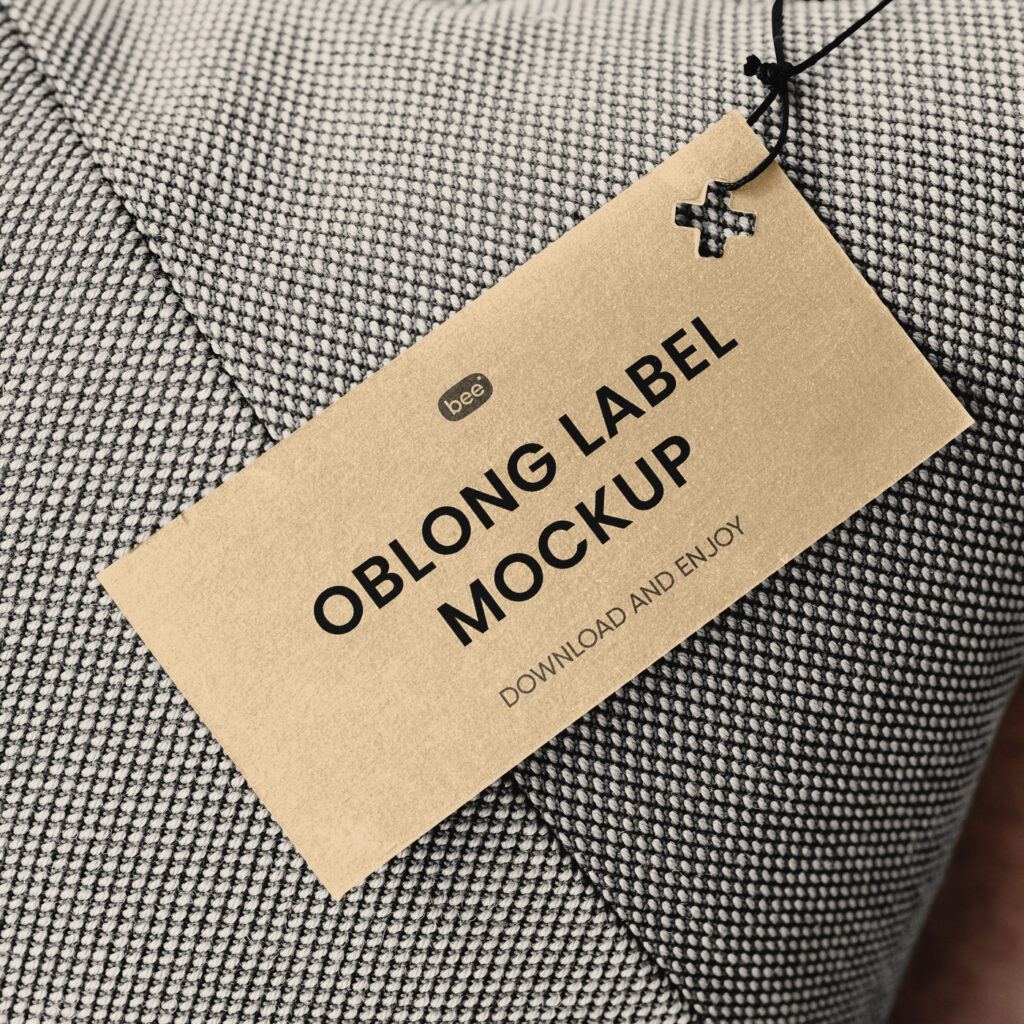 Close-up Vision of Eco Label Mockup on Pillow