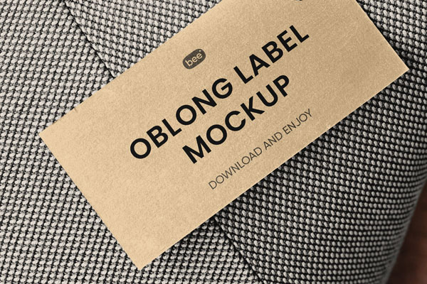 Close-up Vision of Eco Label Mockup on Pillow