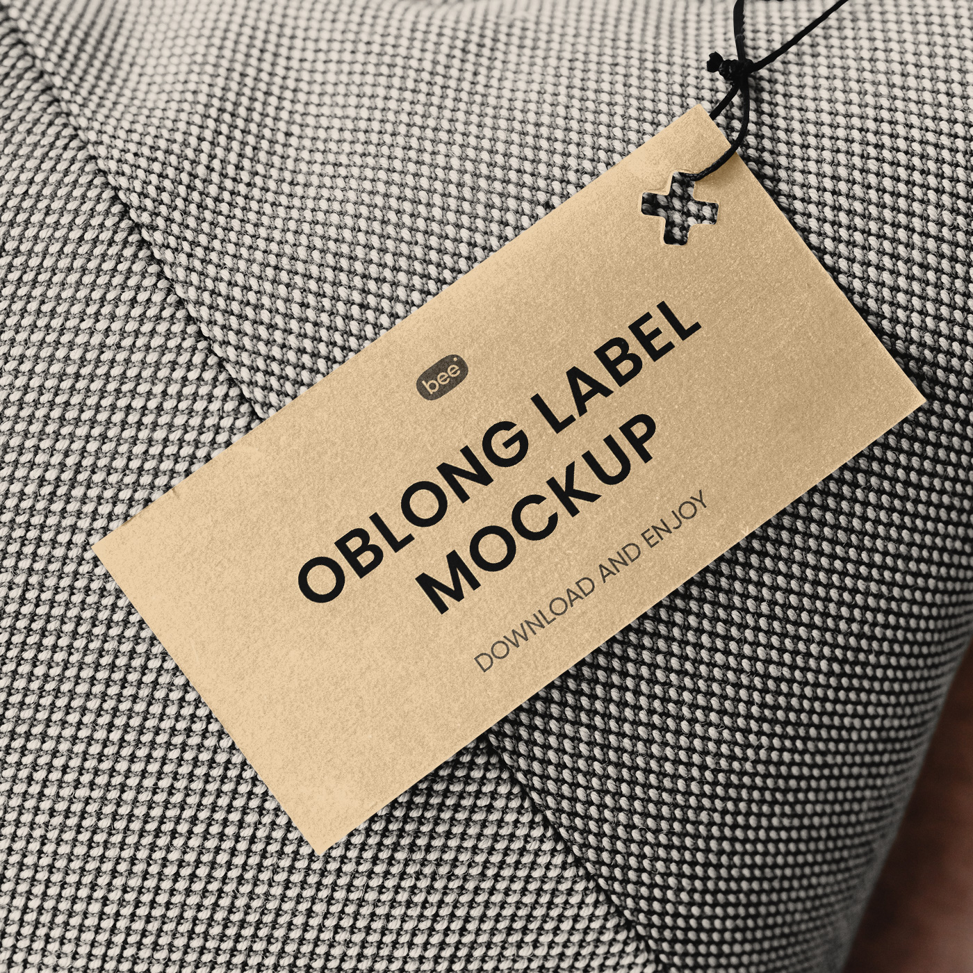 Close-up Vision of Eco Label Mockup on Pillow FREE PSD