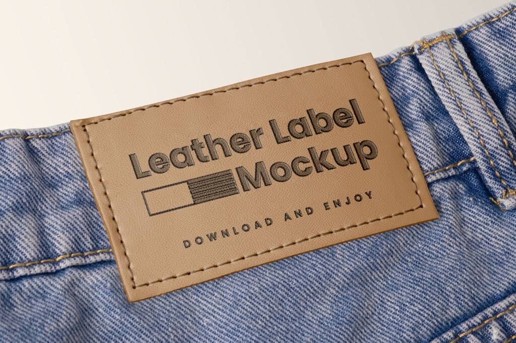 Close-up Vision of Jeans Label Mockup
