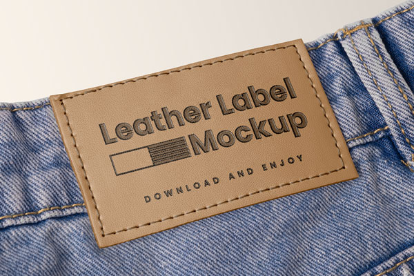Close-up Vision of Jeans Label Mockup