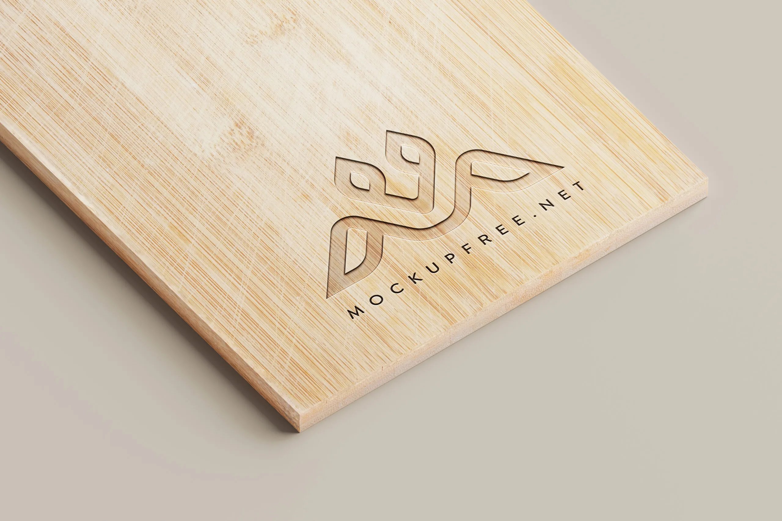 Close-up Vision of Logo on Wooden Cutting Board Mockup FREE PSD