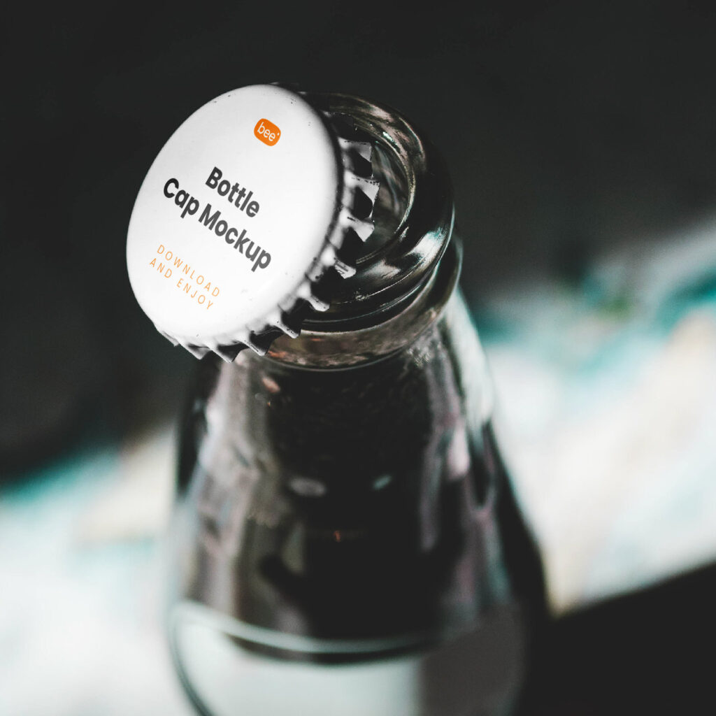 Closes-up View of Glass Bottle Cap Mockup