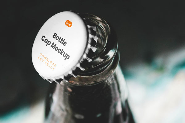 Closes-up View of Glass Bottle Cap Mockup