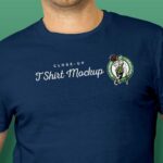 Closeup View of Man Model Wearing T-shirt Mockup