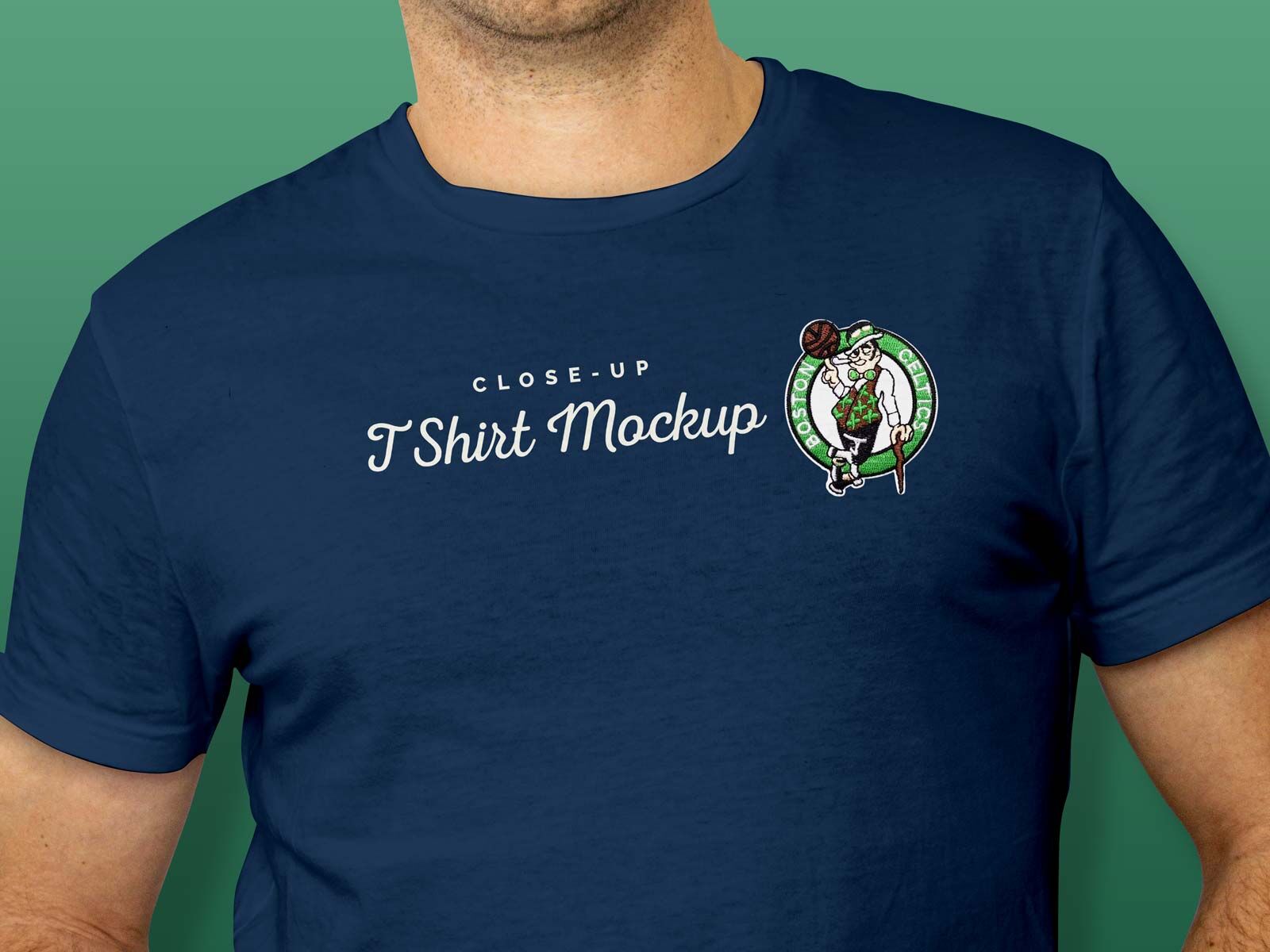 Closeup View of Man Model Wearing T-shirt Mockup FREE PSD