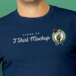 Closeup View of Man Model Wearing T-shirt Mockup